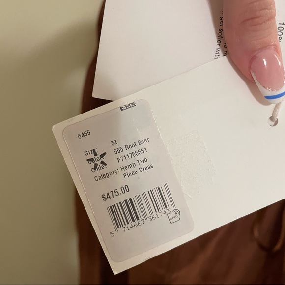 Ganni Hemp Maxi Dress with Beaded Trim Rootbeer Brown - Picture 13 of 16